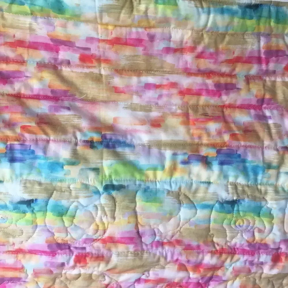 NWT. Hand Crafted Bright Poppies Quilt
